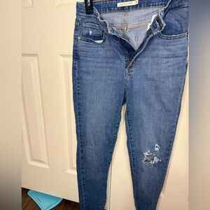 Women’s Levi's‎ Blue Distressed High Waisted Skinny Jeans Size 28W 30L